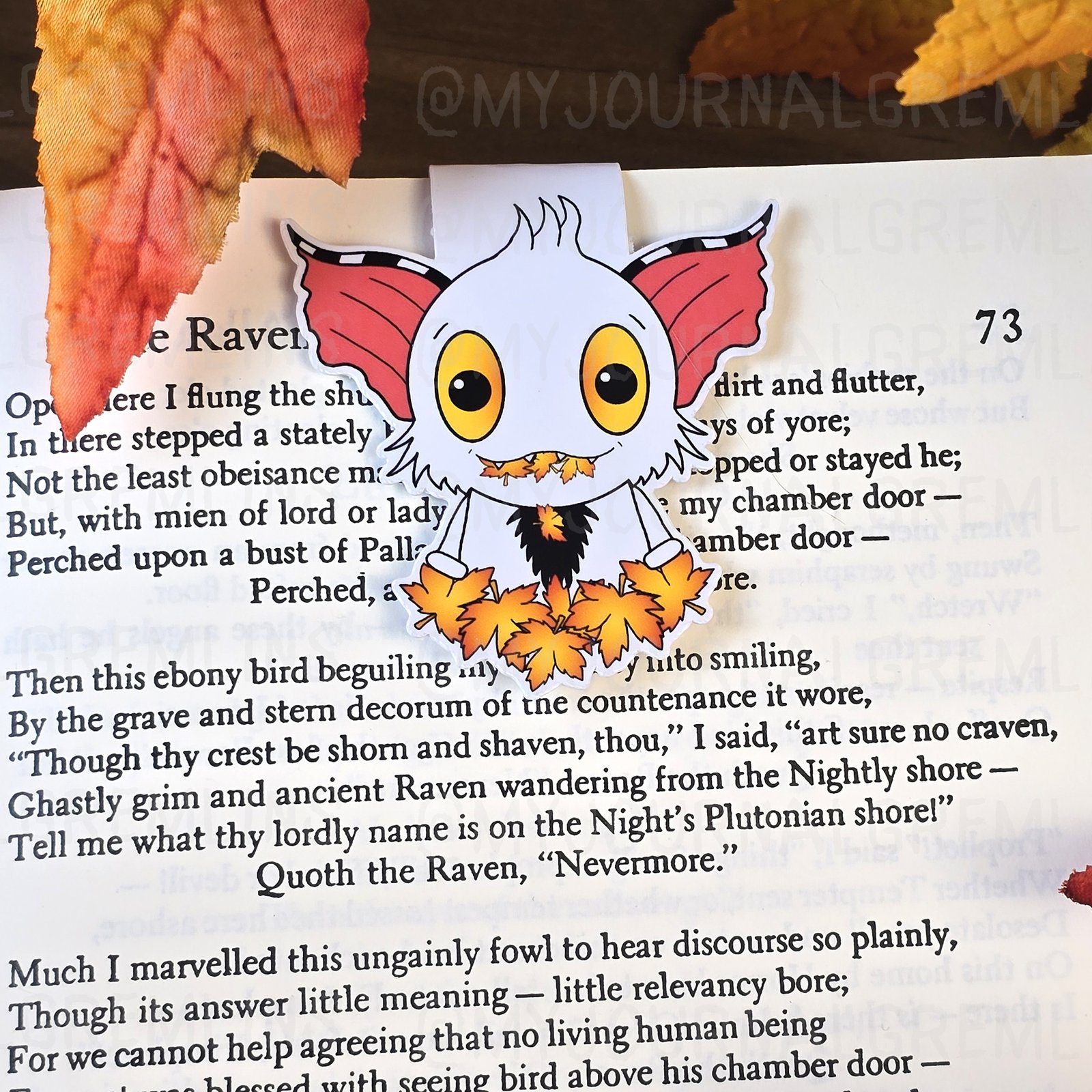 Wolfie Autumnly Gremlins Magnetic Bookmark